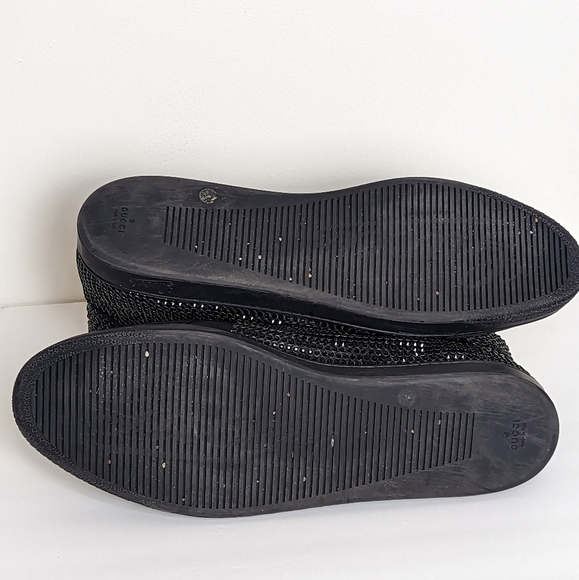 Men's Black Gucci High-Top Sneaker with Crystal Studs - Picture 7 of 7